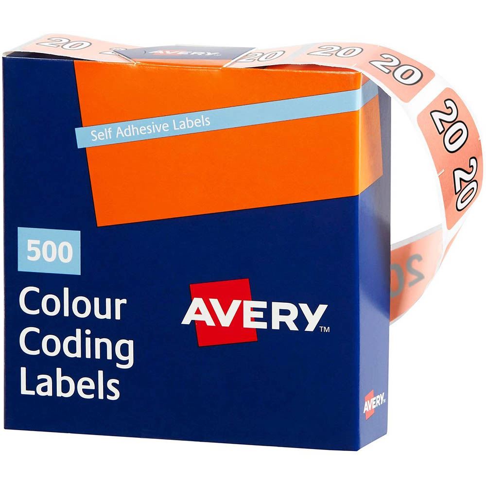 Image for AVERY 43273 LATERAL FILE LABEL SIDE TAB YEAR CODE 23 25 X 38MM RED BOX 500 from SBA Office National - Darwin